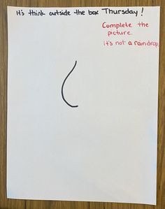 Think Outside The Box Thursday, Complete The Picture, Teaching 5th Grade, Daily Writing Prompts, Bell Work, Library Activities, Icebreakers, Social Emotional Skills, Middle School Classroom