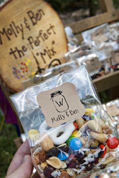 a bag filled with lots of different types of candies