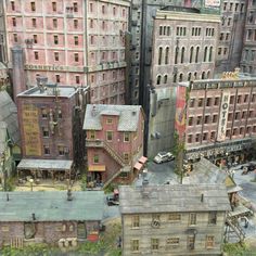 an aerial view of a city with old buildings