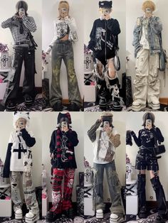 Y2k Outfits Feminine, Chinese Tomboy Outfits, Shibuya Outfit, Twink Outfit, Chinese Outfits Fashion, Diy Goth Clothes, Visual Kei Fashion, Kawaii Outfit Ideas, Kei Visual