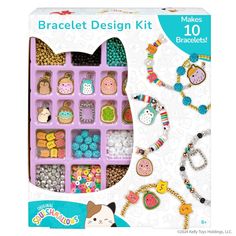 the craft kit includes beads, bracelets and necklaces for kids to use in crafts