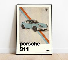 Porsche 911 wall art, Gift for Dad, Car poster, Supercar Poster,  Classic Car Print, Porsche wall art, Boys room décor, man cave poster This is a stylish poster print of the iconic Porsche 911.  Hand drawn with a graphics tablet and pen with digital elements, this print has a vintage like quality with modern typography.  This Porsche 911 illustration could be the perfect addition to your little one's bedroom, the office, or the mancave at the bottom of the garden. You can either purchase this ar Men Posters Bedroom, Mens Bedroom Posters Wall Art, Men Room Posters, Posters For Mens Room, Wall Art Mens Bedroom, Man Cave Car Theme, Prints For Mens Room, Vintage Car Room Decor, Porsche Room Decor