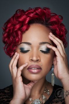 Red Hair <3 - http://www.blackhairinformation.com/community/hairstyle-gallery/relaxed-hairstyles/red-hair/ #relaxedhairstyles Red Curls, Bright Red Hair, Hair Affair, Relaxed Hair, Diy Schmuck, Natural Hair Care, Hair Dos, Bright Red