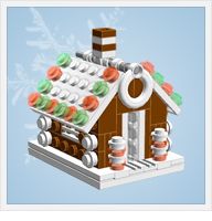 a gingerbread house made out of legos is shown in this image, with candy and candies on the roof