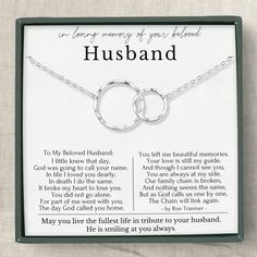 Memorial Necklace for Loss of Husband - Eternal Rings Eternal Rings, Losing A Spouse, Loss Of Husband, Remembrance Necklaces, Memorial Pendant, Memorial Necklace, Memorial Jewelry, Hope Love, In Loving Memory