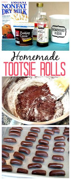 homemade chocolate toffee rolls on a baking sheet and in the background are ingredients