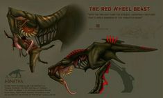 the red wheel beast is an alien creature with sharp teeth and large, long fangs