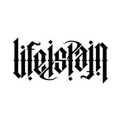 the word, written in black ink on a white background with an ornate font pattern