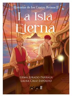 the book cover for la islea alterna, with two men standing on a ship