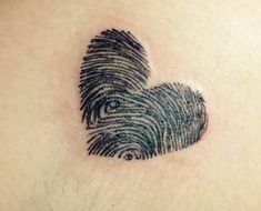 a finger print in the shape of a heart on someone's back side chest