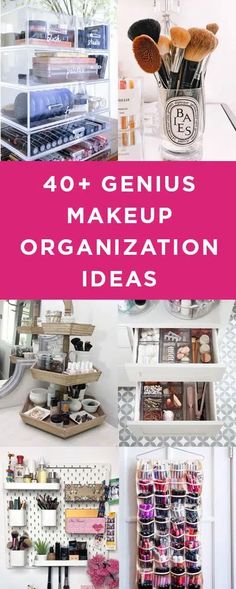 40+ Genius Makeup Organization Ideas Wall Makeup Organizer, Makeup Organization Ideas, Bathroom Makeup Storage, Makeup Organizing Hacks, Diy Makeup Organizer, Makeup Storage Solutions, Rangement Makeup, Space Makeup, Diy Makeup Storage