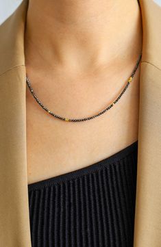 This layer-friendly necklace is refined with 288 faceted black diamond beads that give the everyday silhouette deep, breathtaking sparkle. 16" length Lobster clasp closure Total diamond weight: 15.50ct. Black diamond/14k gold Imported Diamond Guide Black Diamond Beads, Black Diamond Necklace, Resort Outfit, Black Beaded Jewelry, Diamond Guide, Perfume Gift Sets, Fragrance Gift Set, Keep Jewelry, Sam Edelman Shoes