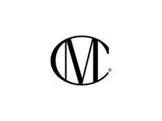 the m logo is black and white with a circular design on it's side