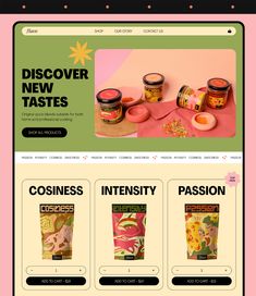 an image of a website page with food items on the front and back pages,