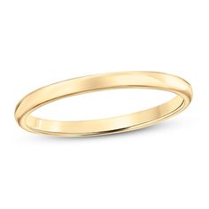 This classic wedding band is styled in polished 10K yellow gold. The 2mm band is available in sizes for men and women. Classic Yellow Gold Bands With Smooth Finish, Classic Stackable Rings, Classic Wedding Stackable Rings With Polished Edges, Plain Gold Wedding Bands, Affordable Fine Jewelry, Pearl Diamond Jewelry, Western Themed Wedding, Gold Wedding Bands Women, White Diamond Rings Engagement