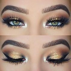 Exprime todo su potencial. Peach Makeup Look, Pretty Eye Makeup, Yellow Makeup, Gold Eye Makeup, Bright Makeup, Glossy Makeup, Glitter Eye Makeup, Makeup Idea