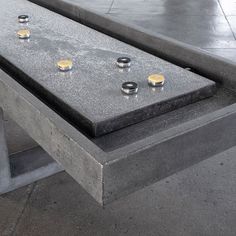 James De Wulf Shuffleboard Table by De Wulf, showing shuffleboard table in live shot. Stall Design Ideas, Brutal Design, Game Lounge, Shuffle Board, Shuffleboard Table, Water Body, Stall Design, Concrete Diy Projects, Concrete Forms