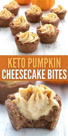 keto pumpkin cheesecake bites with whipped cream on top