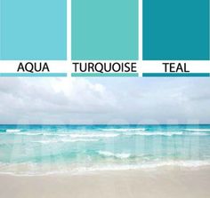 the color scheme is aqua, turquoise, and teal for this beachy scene