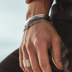 approx. 14 g - 925 Sterling Silver
Dimensions: Cuff width approx. 3 mm
Handcrafted Casual Silver Bangle Cuff Bracelet, Men Fashion Photoshoot, Hammered Cuff Bracelet, Edgy Jewelry, Mens Bracelet Silver, Mens Accessories Jewelry, Mens Accessories Fashion, Cuff Bangles, Silver Cuff