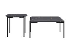 2 Piece Square Black Marble Coffee Table Set with Round Marble Side Table#color_arlo-black-marble Marble Coffee Table Set, Black Marble Coffee Table, Furniture Canada, Marble Finish, Patio Bar Set, Patio Storage, Patio Swing, Square Coffee Table, Coffee Table Set