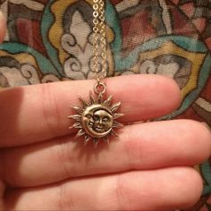 Sun And Moon Pendant Necklace In A Gold Color Bohemian Choker Necklace, Sun And Moon Necklace, The Sun And Moon, Celestial Necklace, Gothic Necklace, Moon Pendant Necklace, Mens Jewelry Necklace, Pendent Necklace, White Gold Necklaces