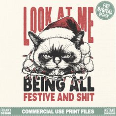 Funny Christmas Pics, T Shirt Design Png, Christmas Vibe, Christmas T Shirt Design, Funny Christmas Tshirts, For Stickers, Christmas Svg Files, Cat Graphic, Prints Wall