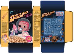 the packaging design for mom's space munchies