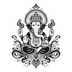 Ganpati Silhouette, Vinayaka Png Images, Hindu Pattern Design, Ganesh Ji Clipart, Ganesh Vector Art, Ganpati Clipart, Elephant Goddess, Lord Sketch