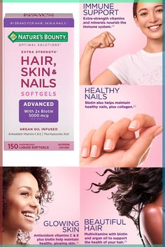 SUPPORTS BEAUTIFUL HAIR, GLOWING SKIN, AND HEALTHY NAILS: Hair, Skin & Nails Rapid Release Softgels contain biotin, vitamins, minerals, antioxidants and other nutrients consistently found in healthy hair, skin, and nails.-Argan-Infused Vitamin Supplement with Biotin and Hyaluronic Acid, Supports Hair, Skin, and Nail Health for Women, 150 Count. #healthyhair #healthyskin #healthynails #vitamins #glowingskin #beautifulhair #amazonfinds #amazonmusthave #amazon #amazondeals #amazonprime Nature's Bounty Hair Skin And Nails, Natures Bounty, Hair Skin And Nails, February Nails, Unwanted Facial Hair, Nail Care Tips, Brittle Nails, Nature's Bounty, Skin Nails