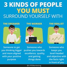 three kinds of people you must surround yourself with the worker, the realist and someone who doesn't know what to do