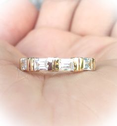 CZ Baguette Ring Cubic Zirconia Wedding Band CZ Matching Ring Cubic Zirconia Stacking Ring 3.8mm Gold or Platinum CZ Baguette Half Eternity Wide Gold Band Engagement Rings, Wide Gold Band, Gold Band Engagement Rings, Blue Sapphire Wedding Band, Blue Wedding Band, Baguette Band, Etsy Promotion, Sapphire Wedding Band, Opal Wedding Rings