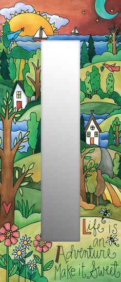 The Right Path Mirror – Life is an adventure mirror with a rolling hills landscape front view Handpainted Wood Mirror, Rolling Hills Landscape, Hills Landscape, Peace Pole, Cupcake Coloring Pages, Sticks Furniture, Lazy Susans, Garden Poles, Garden Mirrors