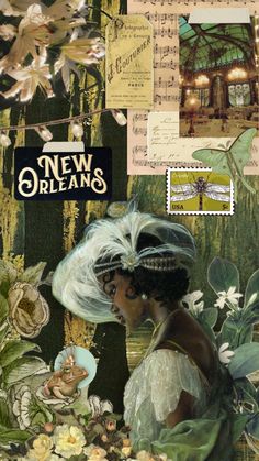 a collage of photos with the words new orleans on it and images of women in dresses