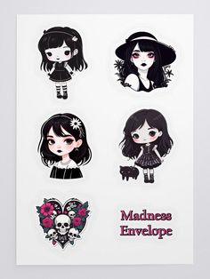 ☀️ Enjoy summer with amazing summer goth stickers!

These four cute girls are a great addition to a goth girl sticker collection Cute Girl Sticker, Goth Stickers