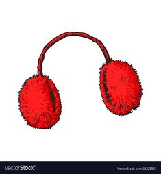 Earmuffs Drawing, Ear Muffs, Sketch Style, Earmuffs, Vector Illustrations, Ear Warmers, Winter Accessories, Transparent Png, Bright Red