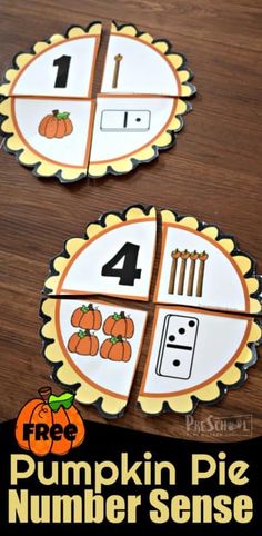 pumpkin pie number sense game for kids to practice counting