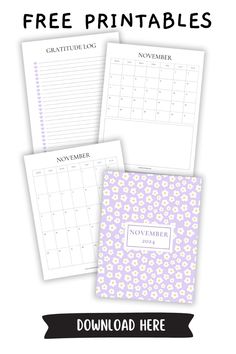 three free printables for the november calendar