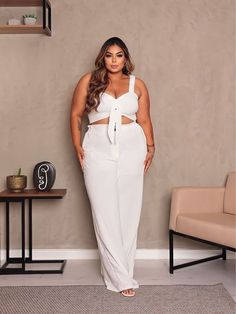 Crop Tops Plus Size, Midsize Summer, Shein Plus Size, White Outfits For Women, White Summer Outfits, White Party Outfit, Midsize Outfits, Summer Style Guide