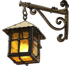 an old fashioned lantern hanging from a chain