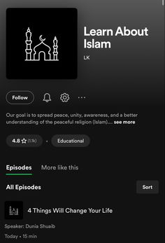 an iphone screen with the words learn about islam and other things to see on it
