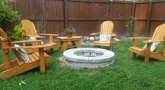 a fire pit surrounded by wooden chairs in the grass with text overlay that reads fascinating propane for furniture sets