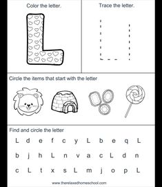 the letter l worksheet for children to learn how to write and draw letters