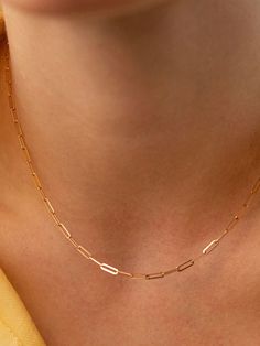 Amarillo Oro  Collar  Plata de Ley 925   Embellished Gold Necklace Women, Gold Collar, 14k Gold Necklace, Daily Dress, Gift Jewelry, Sterling Silver Necklace, Paper Clip, Sterling Silver Necklaces, Chains Necklace