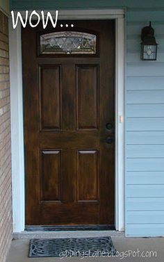 a brown door with the words wow on it