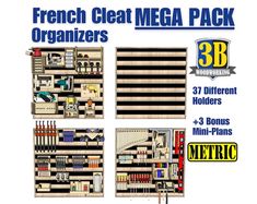 french cleat mega pack with 3 different compartments for the kitchen and bathroom area