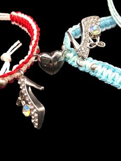 Cinderella-Inspired Magnetic Heart Bracelet Set - Adjustable Cord Bracelets for Couples, Friends & Siblings - Blue & White and Red & White Designs - His & Hers, Hers & Hers, His & His Versions Step into a fairytale with this Cinderella-inspired Magnetic Heart Bracelet Set. Perfect for couples, friends, or siblings, these bracelets feature adjustable cords and magnetic heart charms that elegantly connect when reunited. The blue and white design evokes the timeless beauty of the classic fairytale, Cinderella Bracelet, Pocahontas Bracelet, Pandora Fairytale Bracelet, Ballet Charm Bracelet, Elephant Charm Bracelet, Star Signs, Cinderella, Friendship Bracelets, Really Cool Stuff