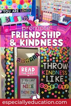 a poster with words on it that say, promote friends and kindness