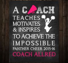 a chalkboard with the words coach and cheerleader on it