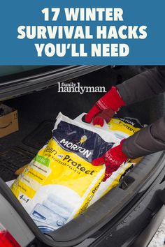 Water Softener Salt, Emergency Preparedness Food Storage, Winter Driving, Slippery Floor, Car Wax, Work Gloves, Clever Hacks